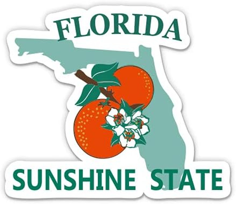 Florida Sunshine State License Plate Style – 3″ Vinyl Sticker – for Car Laptop W