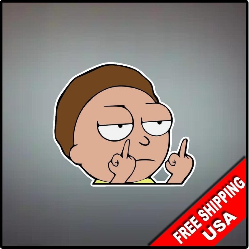 Rick and Morty Vinyl Decal Sticker 4″ x 3.2″ Cartoon Middle Finger Morty Cnly