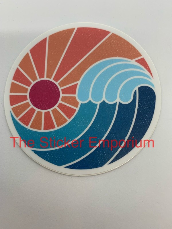 Sun Ocean Wave Beach Sticker Water Bottle Laptop Car Aesthetic Vinyl Decal