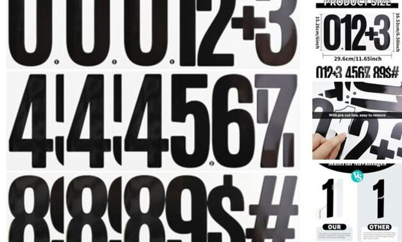 9 Sheets Large 6 Inch Number Stickers 0-9 Numbers, Self Adhesive and Black