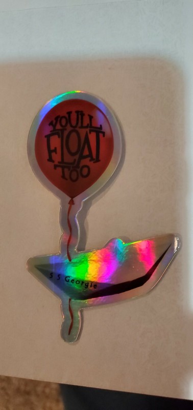 Sticker vinyl. It. balloon with paper boat- SS Georgie. You’ll float too