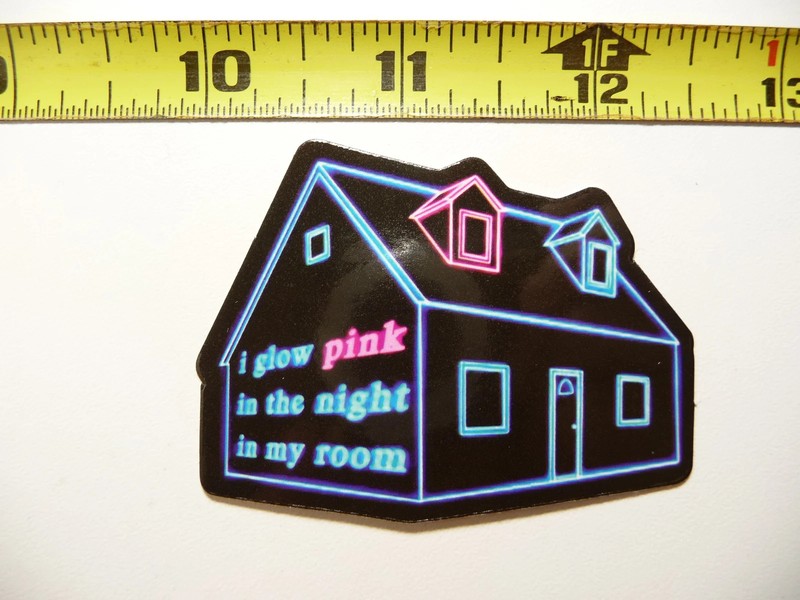 HOUSE PINK NIGHT NEON STYLE SMALL STICKER DECAL COLORFUL FUNNY