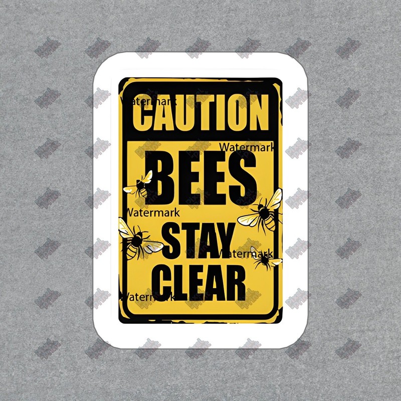 Caution Bees Stay Clear Vinyl Decal Bee Warning Sticker for Home, #536604