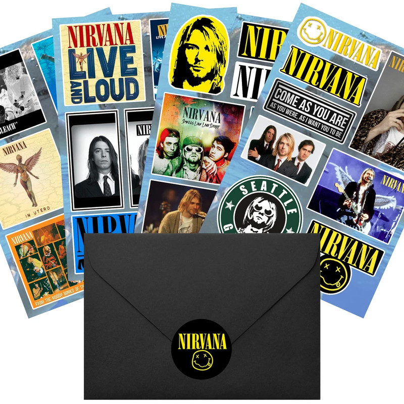 Nirvana Sticker Pack Kurt Cobain Nevermind In Utero Bleach MTV Unplugged Band