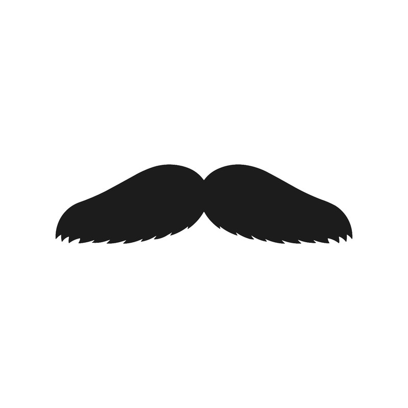 Chevron Mustache Vinyl Decal Classic Curled Mustache Sticker Barber Shop