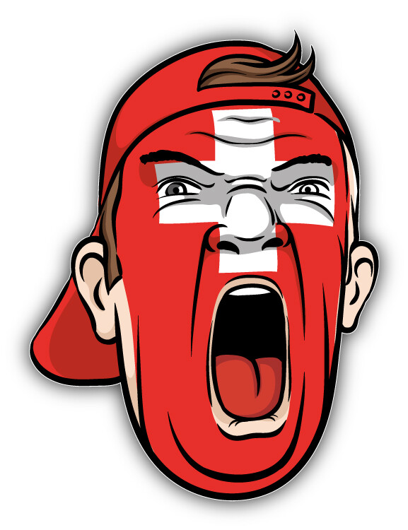 Switzerland Europe Football Fan National Flag Face Car Bumper Sticker Decal