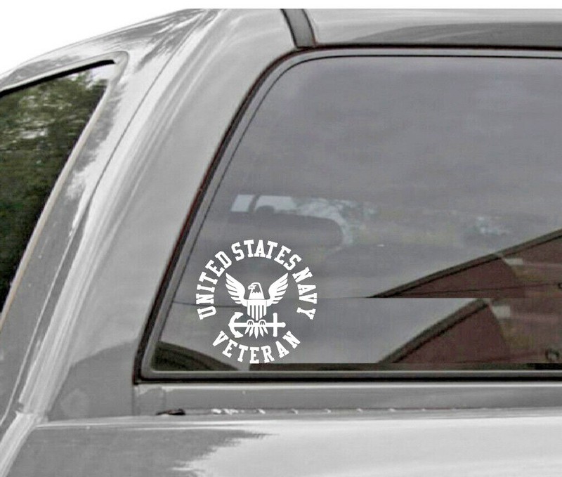 UNITED STATES NAVY - VETERAN Vinyl Window Decal U.S. NAVY