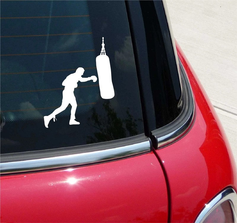 BOXING BAG BOXER GLOVES GRAPHIC DECAL STICKER ART CAR WALL DECOR