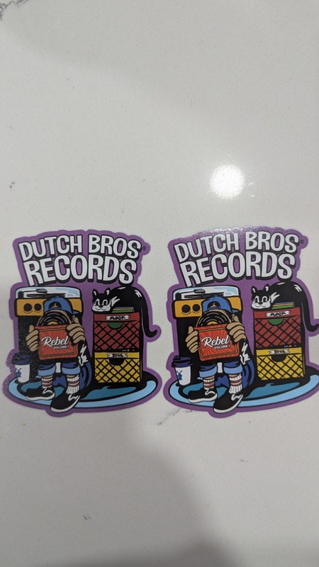 DUTCH BROS MAY 6 2026 «Dutch Bros Records» Rebel Volume I Sticker Lot Of (2)