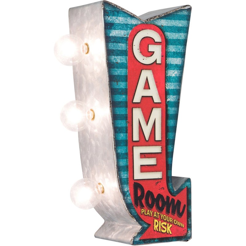 Game Room Arrow LED Sign Double-Sided Retro Vintage Inspired Design Battery