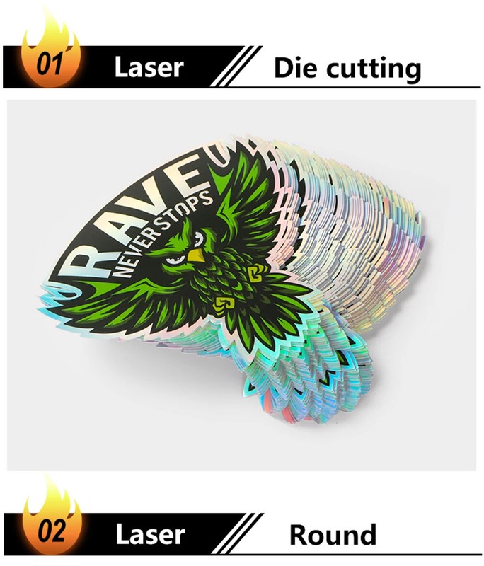 100 Holographic Stickers Custom Logo Name Waterproof Laser Silver Die Cut Vinyl gallery