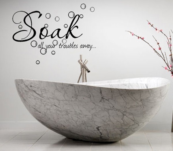 SOAK YOUR TROUBLES AWAY BATH WORDS BATHROOM VINYL DECOR DECAL WALL LETTERING 16″