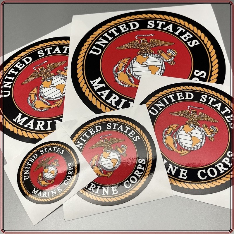 United States Marine Corps Seal Black & Red Laminated Sticker Choose Size 2-6" gallery