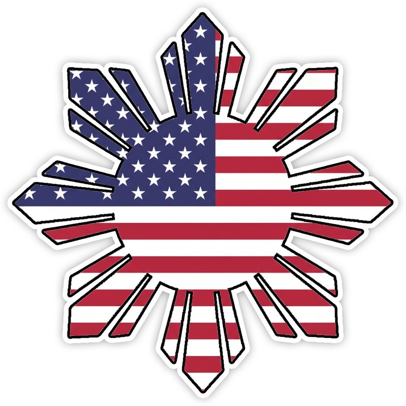 Philippines American Sticker Filipino US America USA Flag Sun Vinyl Decal